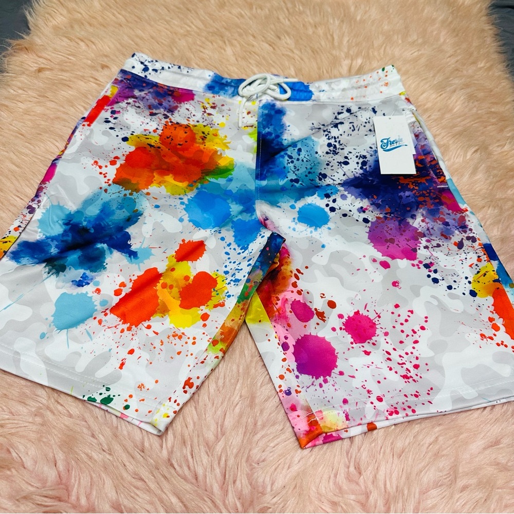 Fresh Colorful Splash Men Swim Board Shorts